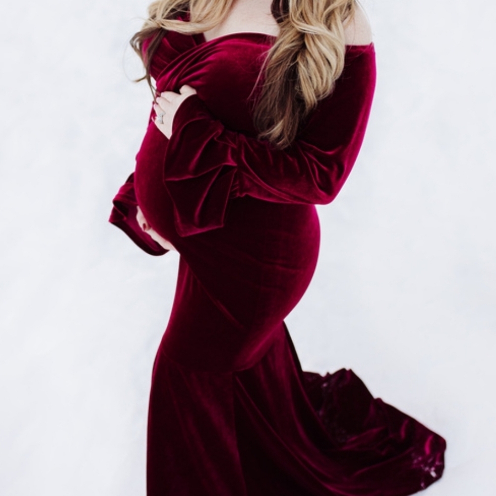 Custom made velvet maternity dress